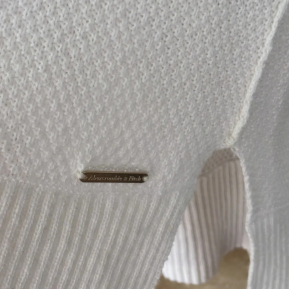 Abercrombie & Fitch White Textured Knit Sweater Women’s Medium Long Sleeve A&F - Picture 8 of 10